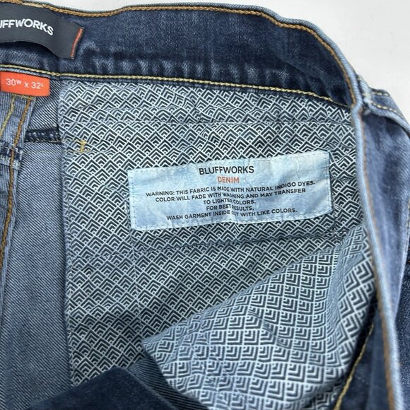 Bluffworks Jeans Men 30x32  (30x30.5) Blue Departure 2.0 Slim Fit Denim Stretch - Picture 10 of 15